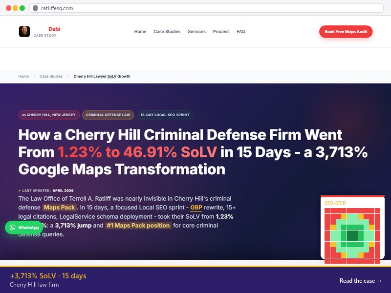 Cherry Hill law firm — +3,713% SoLV growth in 15 days