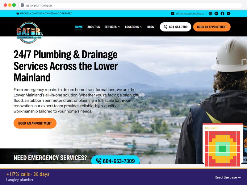 Langley BC plumber — +117% inbound calls in 30 days
