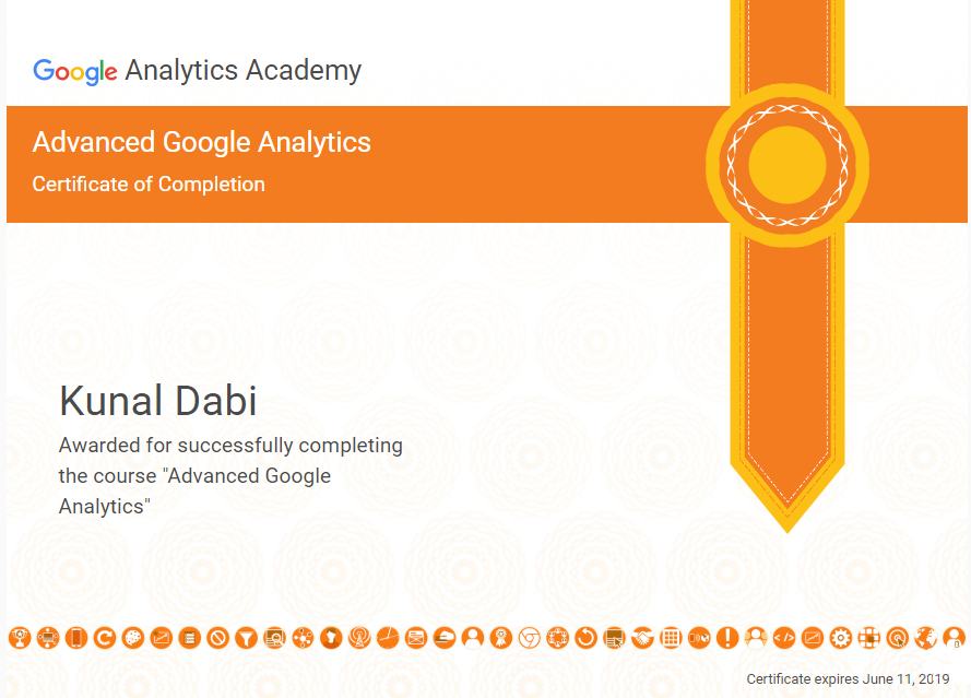 Google Advanced Analytics Certification — Kunal Singh Dabi