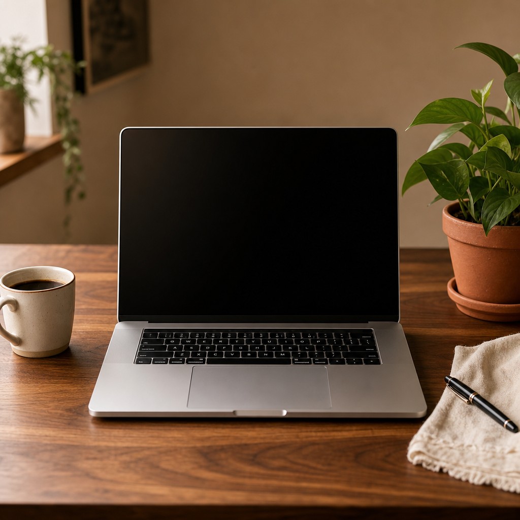 Laptop showing analytics dashboard with growth metrics
