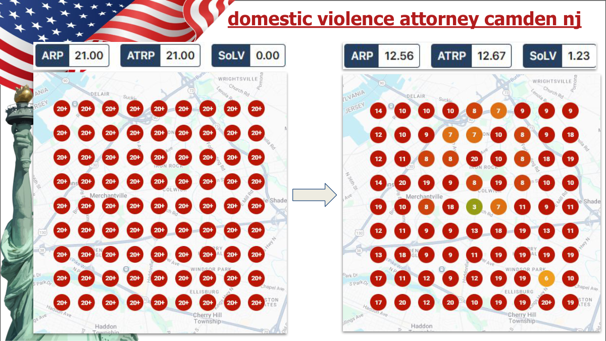 Geo-grid before/after for 'domestic violence attorney camden nj'