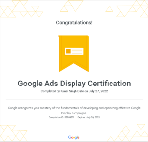 seo consultant kunal dabi google ads display certification